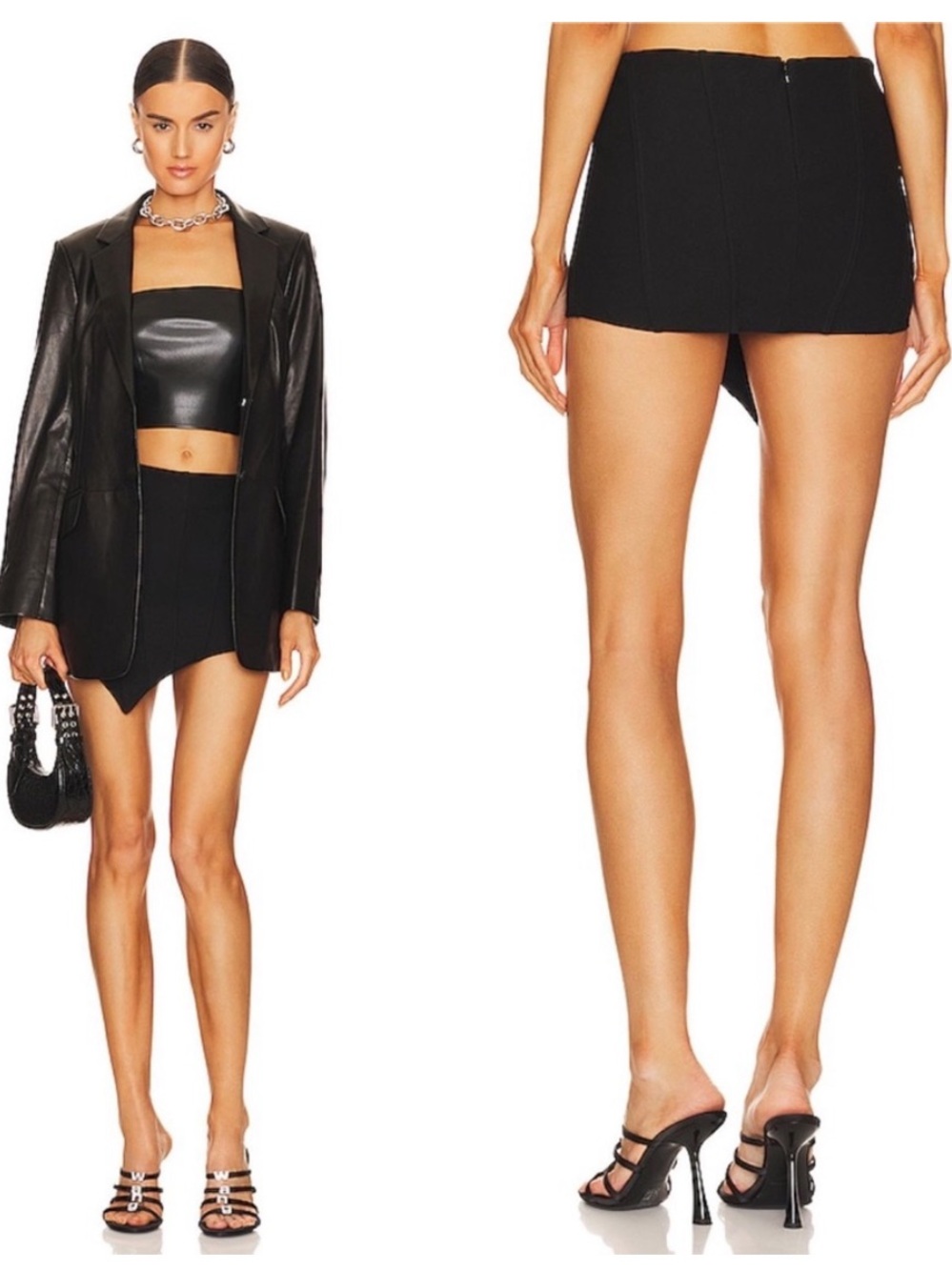 H:ours Celina Black Asymmetrical Skort Size XS